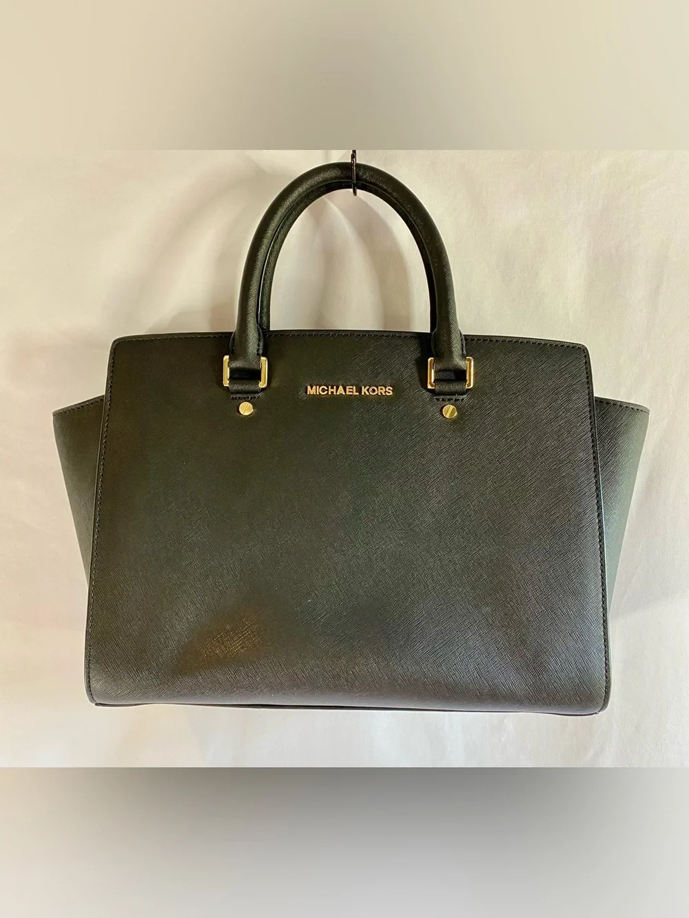 Michal Kors Black Saffiano Leather Selma Structured Satchel, NWT